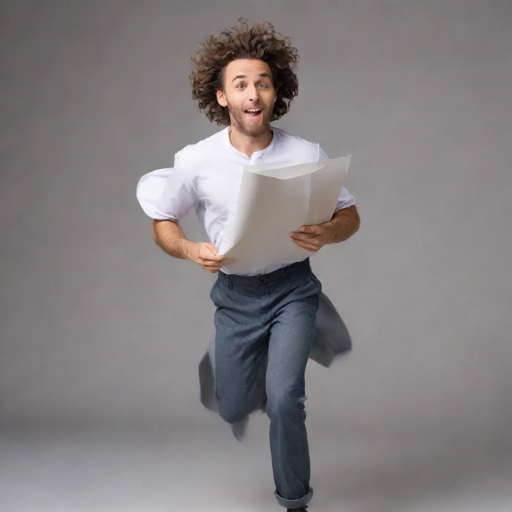 ai amazing man running with a paper folder awesome portrait 2