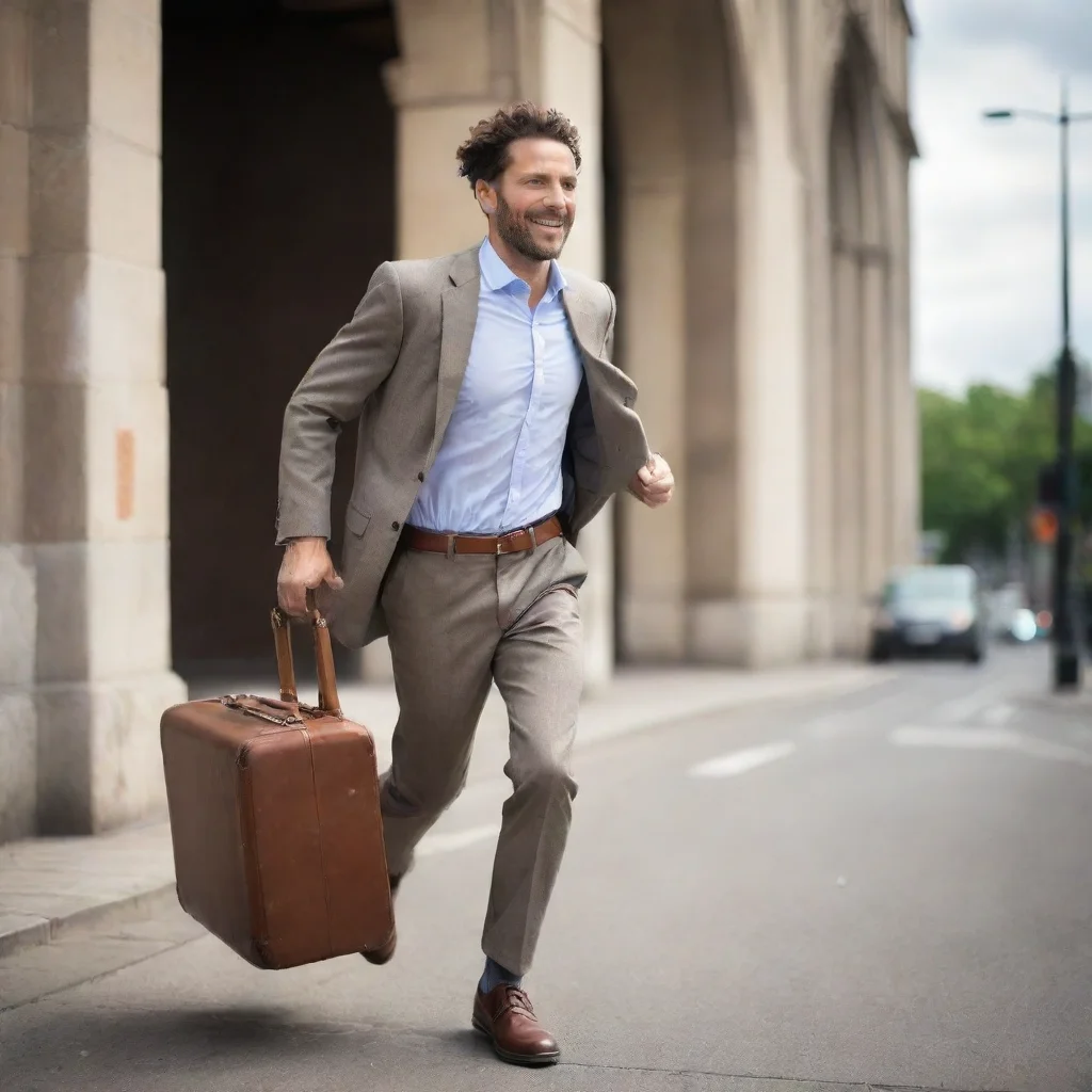 ai amazing man running with suitcase awesome portrait 2