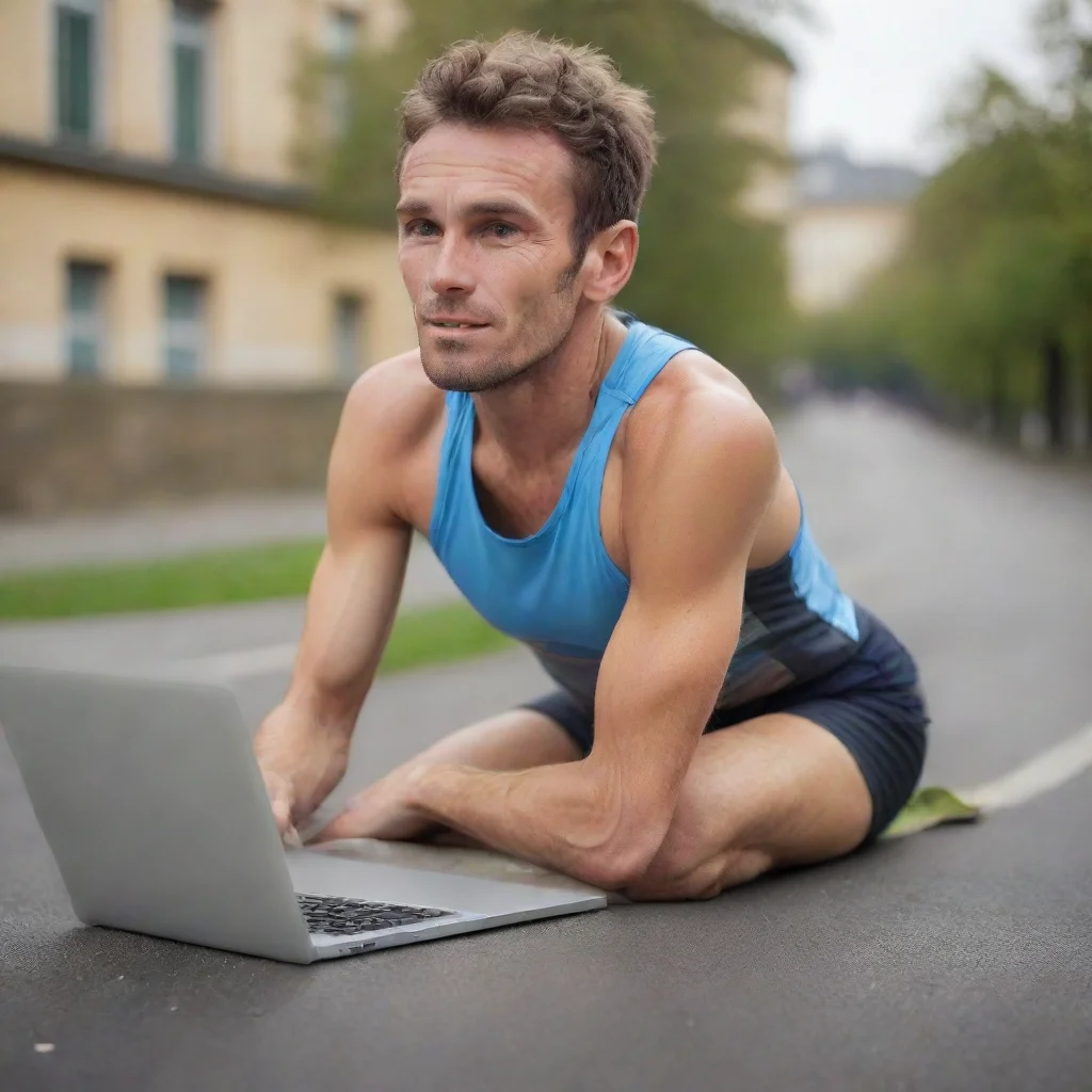 amazing marathon runner on laptop picturesque awesome portrait 2