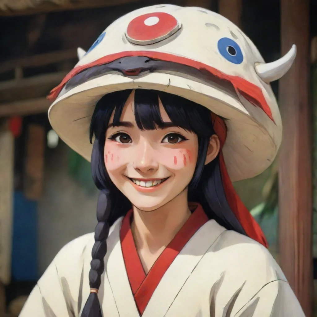 ai amazing medicine seller asian japanese anime mononoke hat kasa smile smiling happyawesome portrait 2