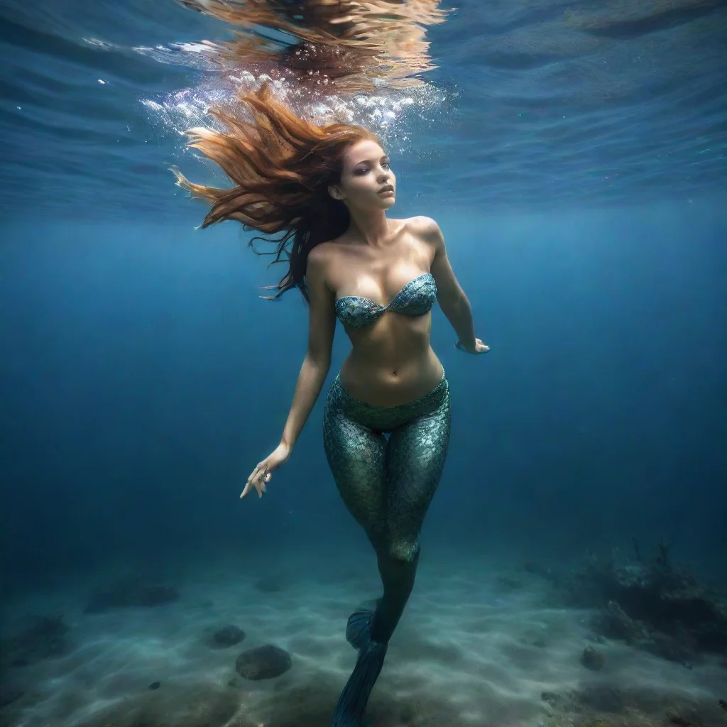 ai amazing mermaid diving in sea awesome portrait 2