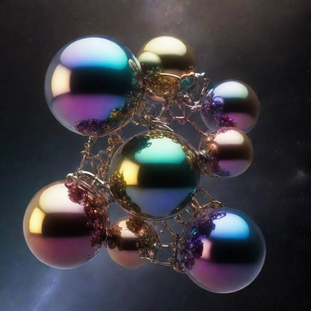 ai amazing metallic multicolored spheres distributed in space and linked by irridescent tubesawesome portrait 2 wide