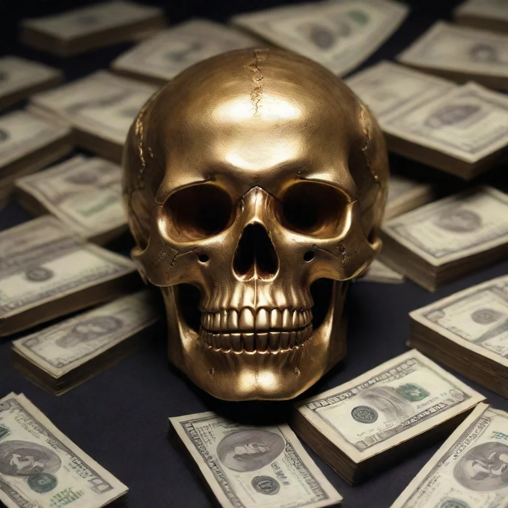 ai amazing money that is a gold skull on a black background and has 1000 in the corner awesome portrait 2