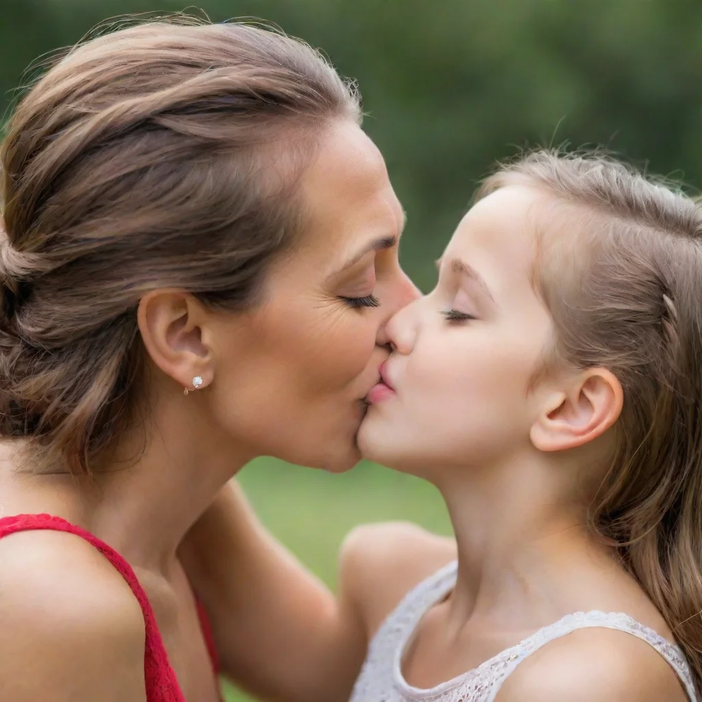 ai amazing mother and daughter kiss awesome portrait 2