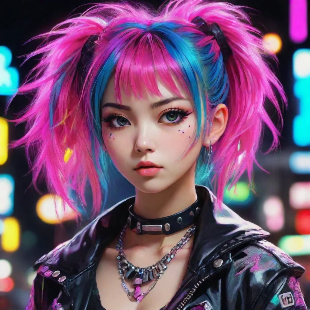 ai amazing neon punk beauty grace digital art japanese awesome portrait 2