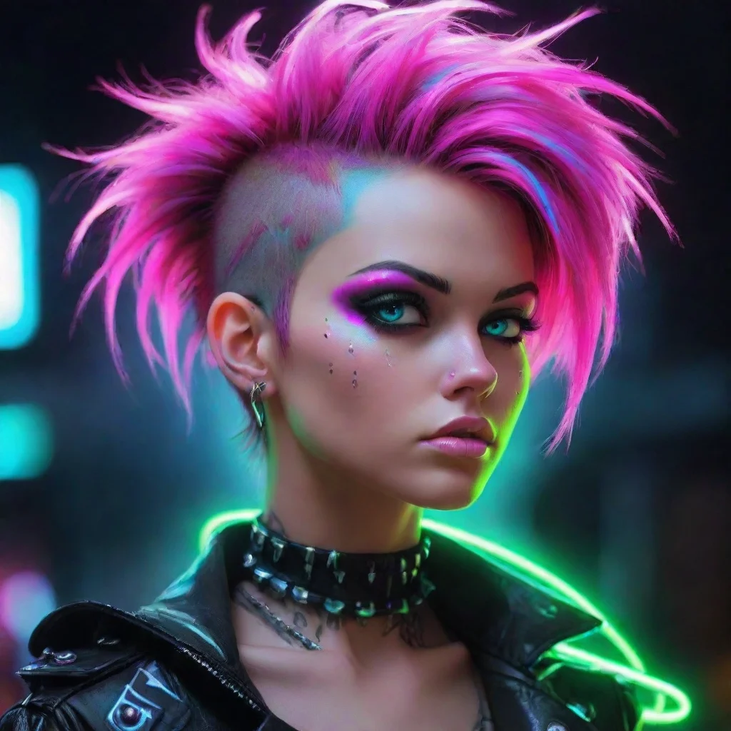 ai amazing neon punk fantasy art awesome portrait 2