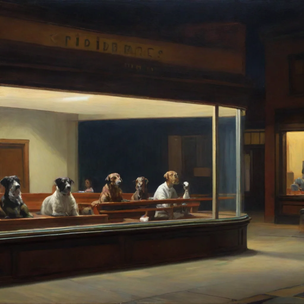 amazing nighthawks from hopperbut with dogs awesome portrait 2 wide