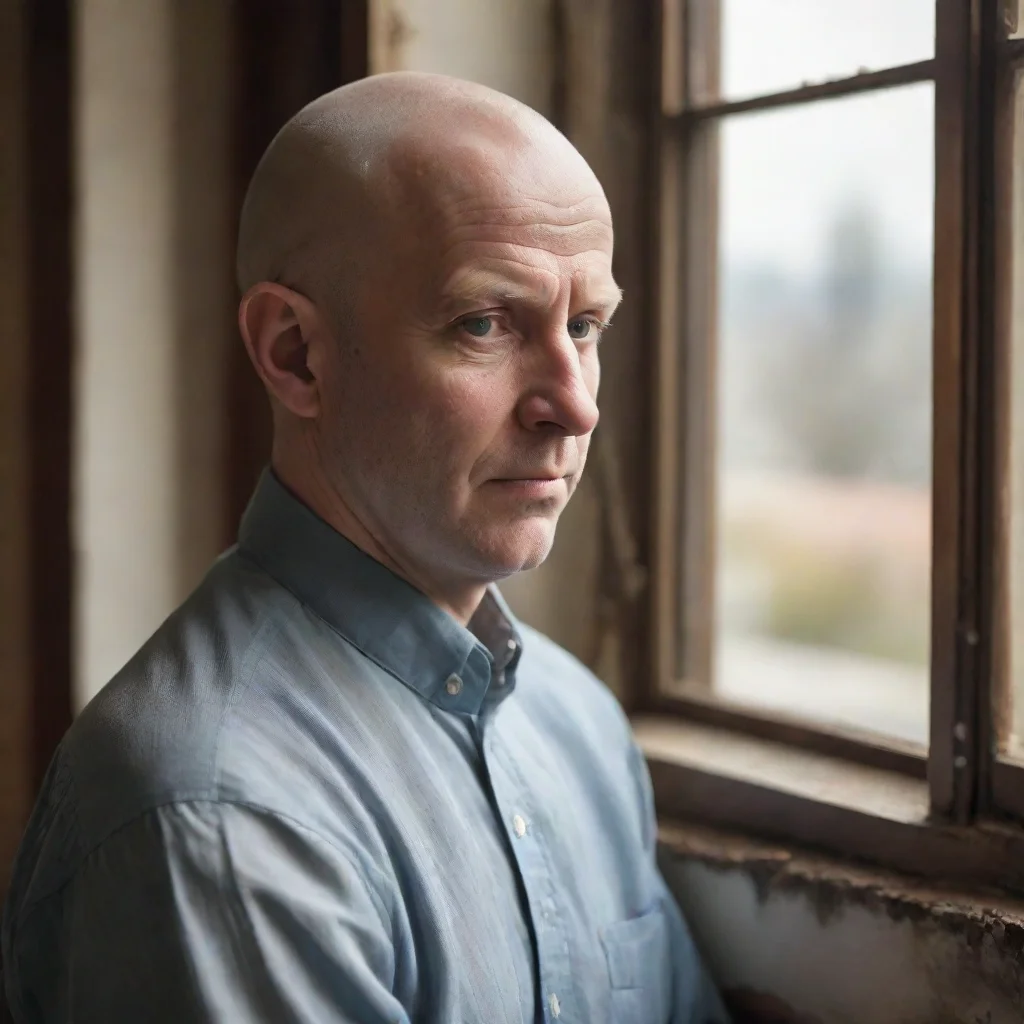  amazing nostalgic bald man in front of window awesome portrait 2