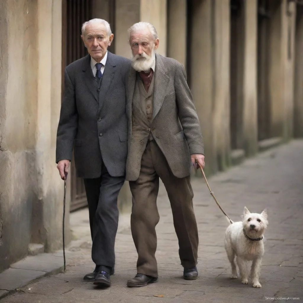 ai amazing old elegant man walking his dog slaveawesome portrait 2