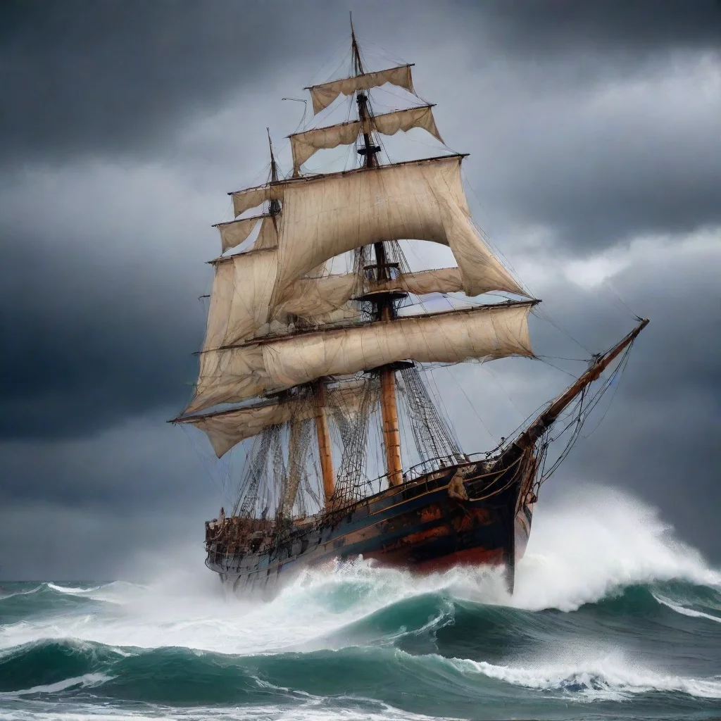 ai amazing old ship in storm awesome portrait 2
