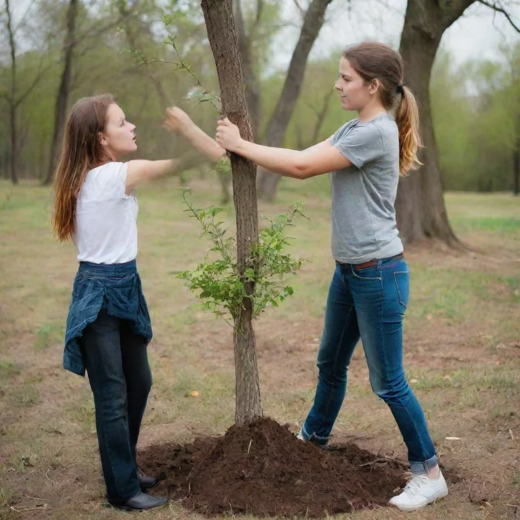 ai amazing one guy and a girl planting a tree being angry awesome portrait 2
