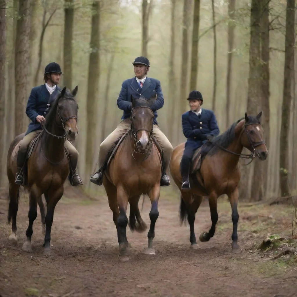 ai amazing panchi three men at the riding school are talkingand a horse is running in the forest awesome portrait 2