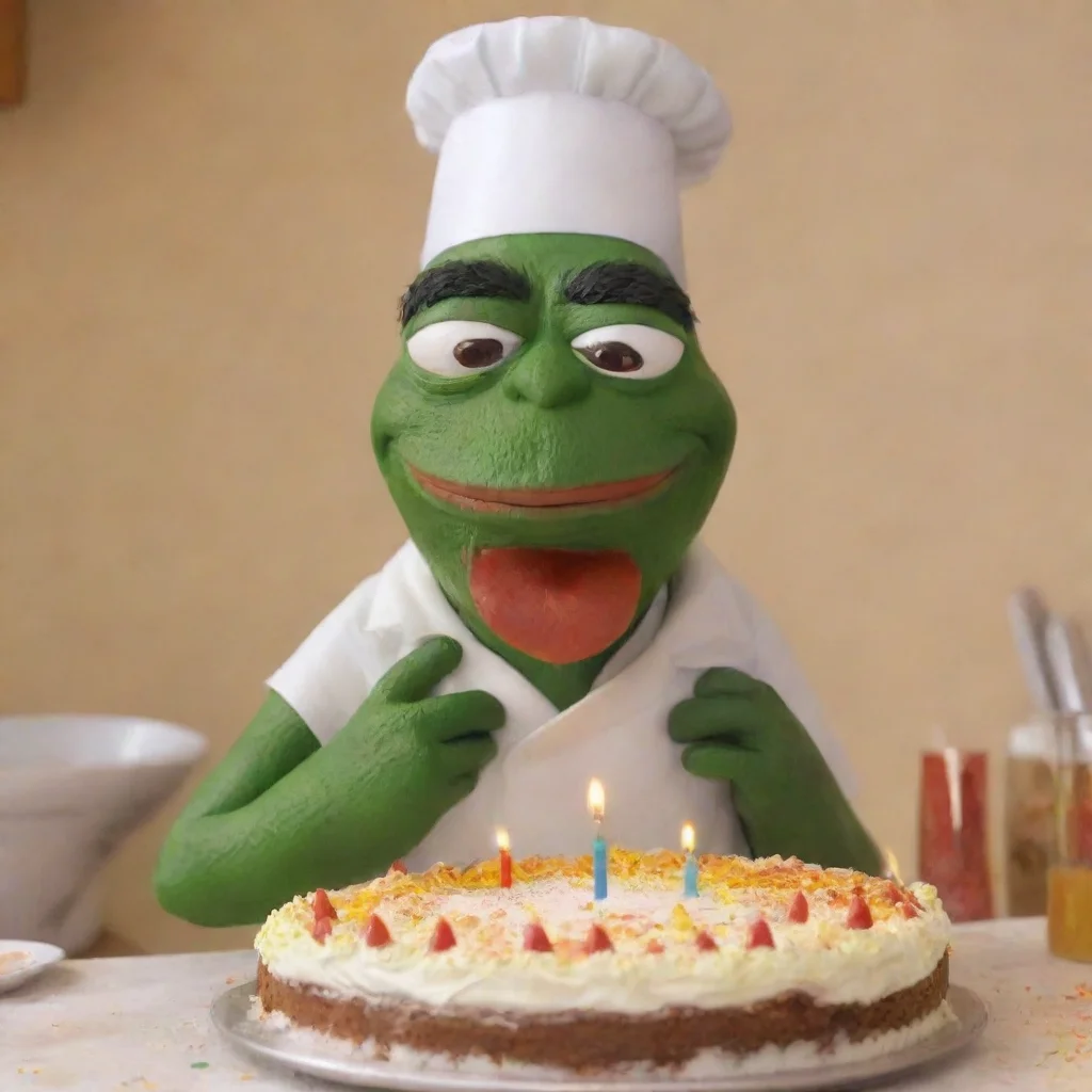 ai amazing pepe baking a birthday cake for apu awesome portrait 2