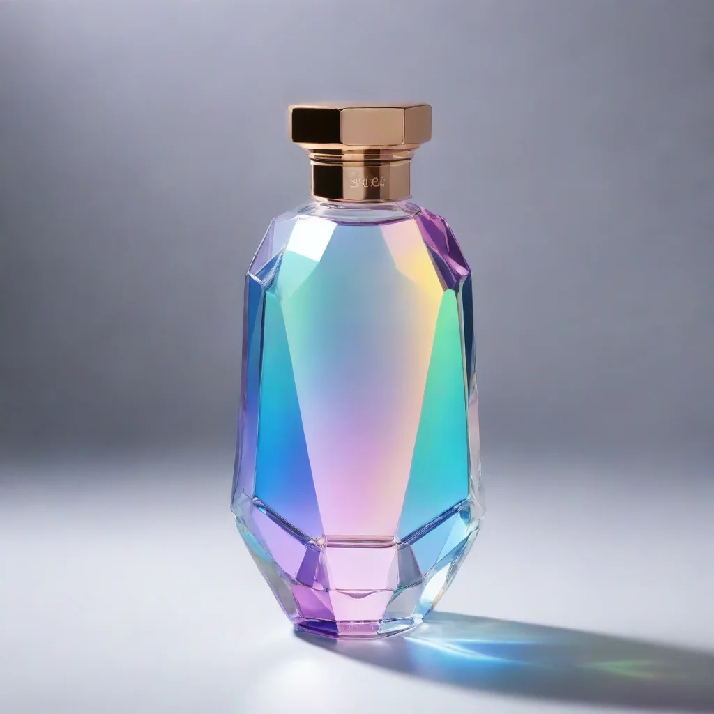 ai amazing picture a sleektransparent bottle with multiple facetsresembling a prismcapturing the essence of bts s multiface
