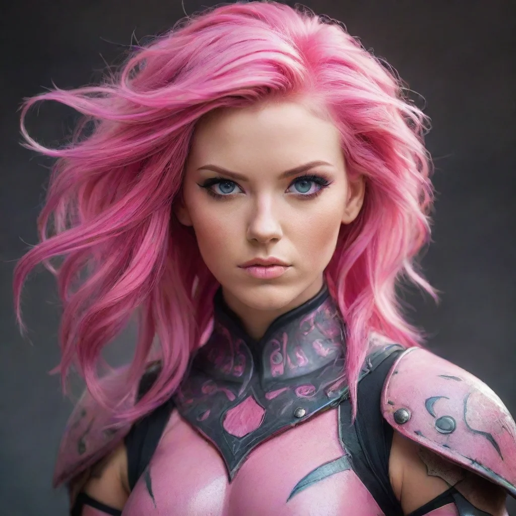 ai amazing pink hair warrior awesome portrait 2