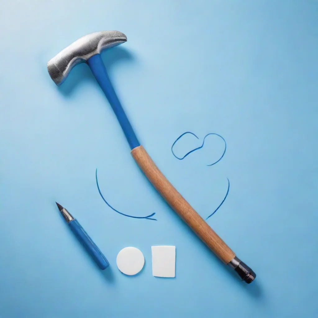 ai amazing plain blue curve diagram with not realistic comic style hammer and a doctor s kit awesome portrait 2