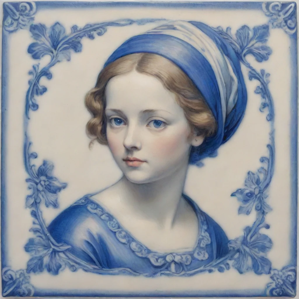 amazing plastering in delft blue tile as ai art awesome portrait 2