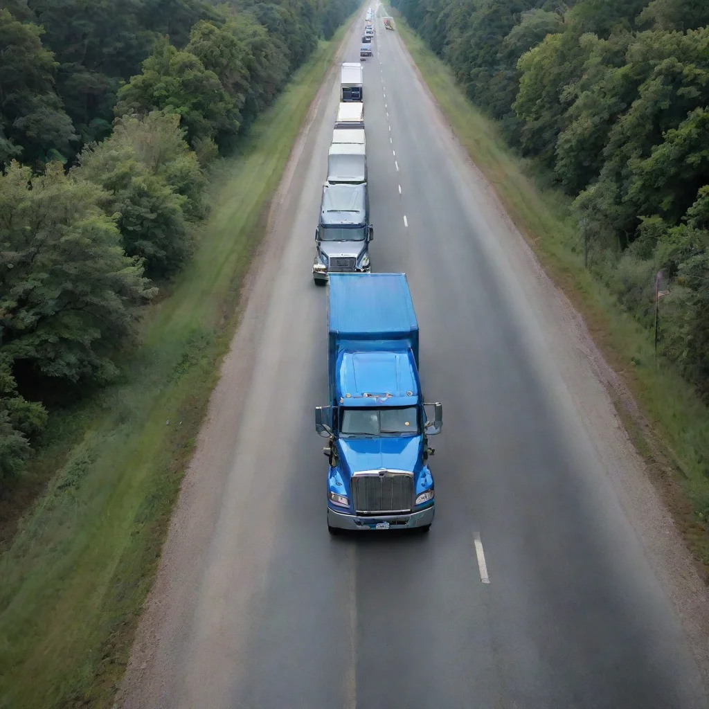  amazing platinum blue and grey color trucks bypassing on a two lane roadawesome portrait 2 wide