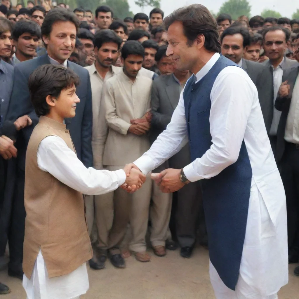ai amazing politics design the picture of imran khanthe prime minister of ptiis seen shaking hands with a young pathan boy 