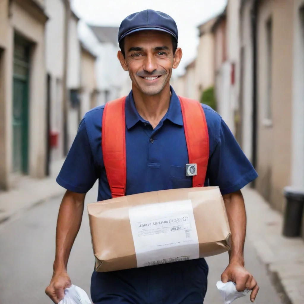  amazing postman running with one mail without any bag on his bag awesome portrait 2