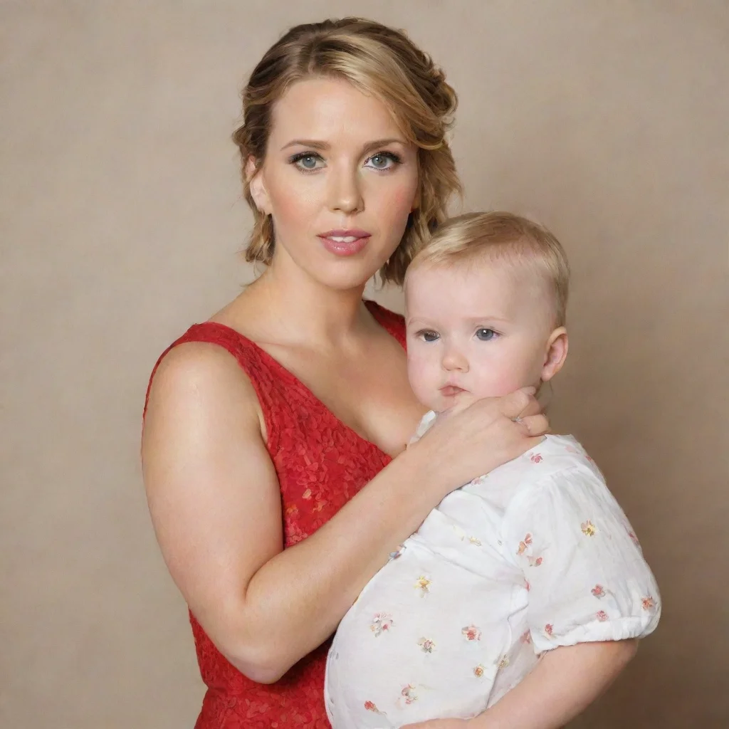 ai amazing pregnant scarlett johansson with her baby daughterawesome portrait 2