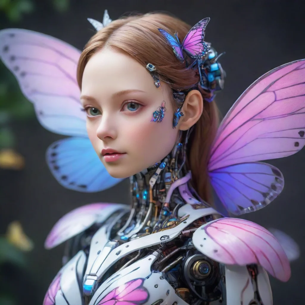  amazing pretty humanoid robot with butterfly wings awesome portrait 2