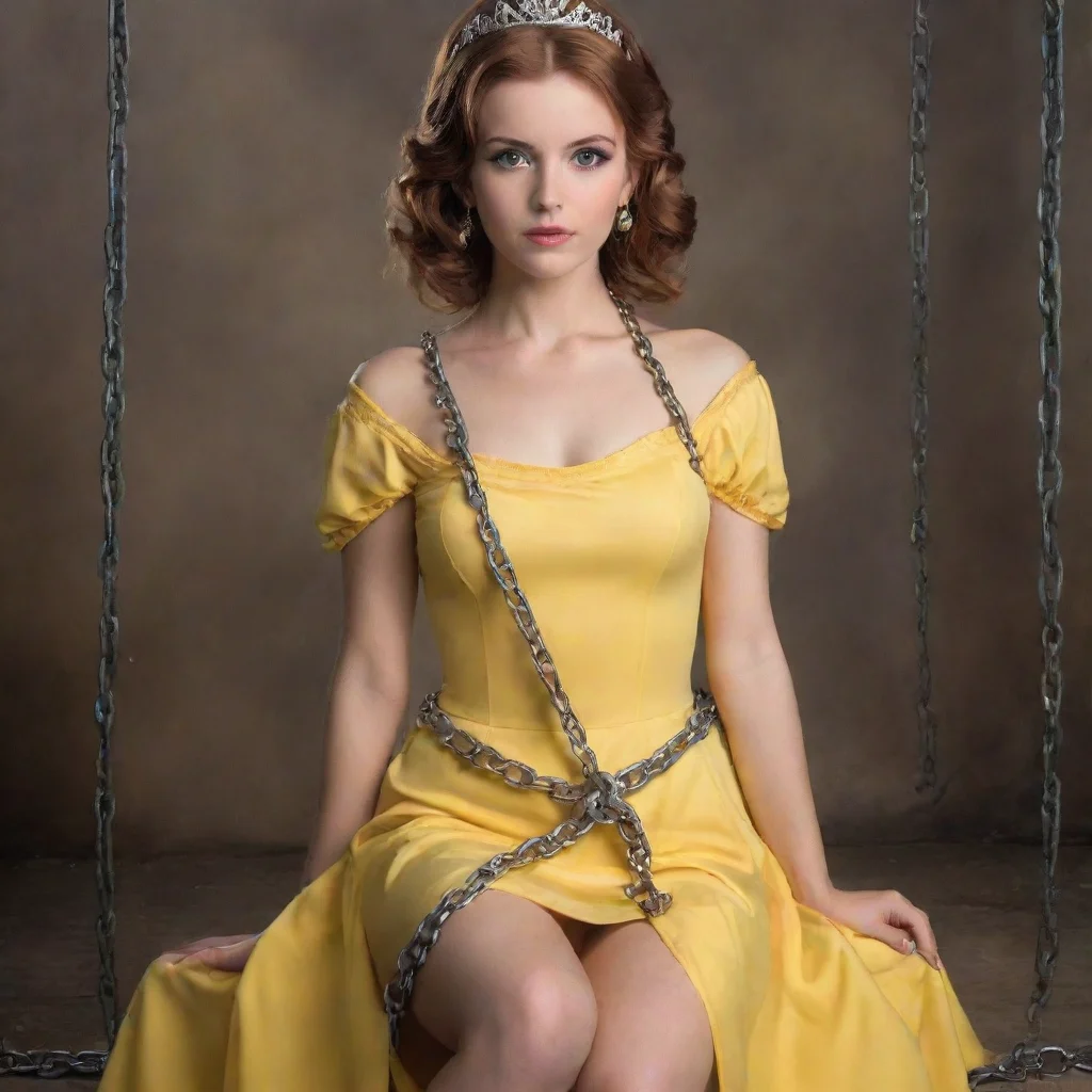 ai amazing princess daisy restrained by chains in her yellow dress awesome portrait 2 wide
