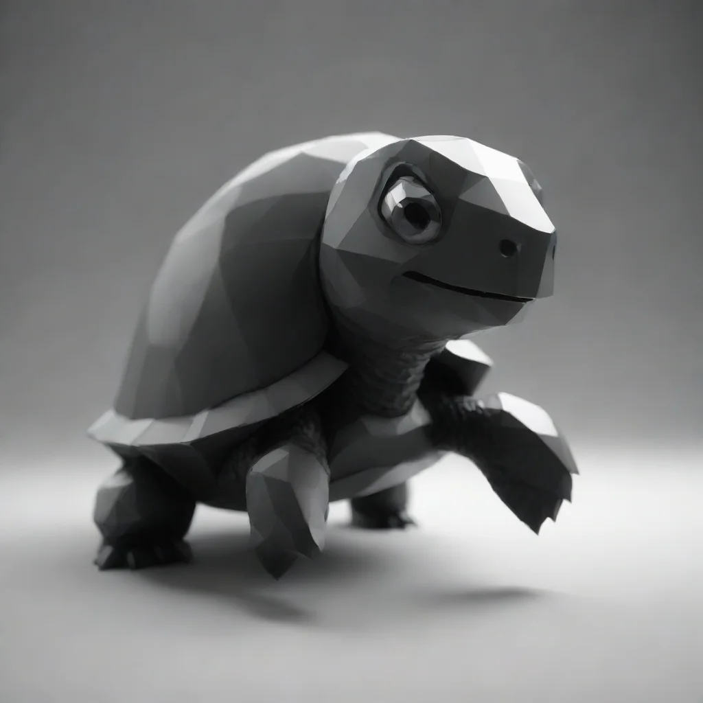ai amazing ps1 graphicslow polycute black turtle with a little smileblack and white awesome portrait 2
