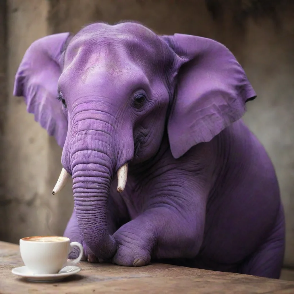 amazing purple elephant having coffeeawesome portrait 2