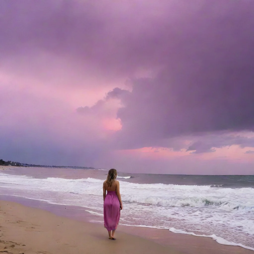 ai amazing purple pink sky at a beach awesome portrait 2 wide