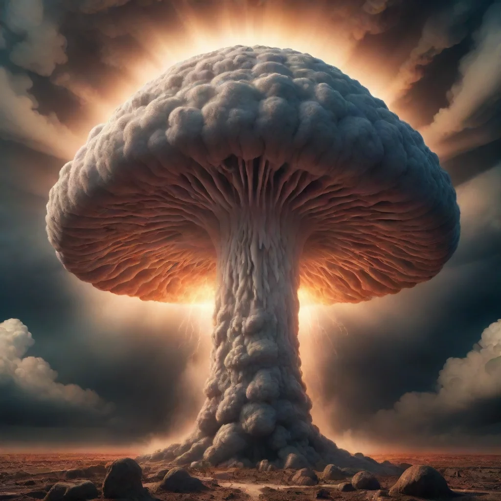  amazing radiation sign illustration inside mushroom cloud3d abstract awesome portrait 2