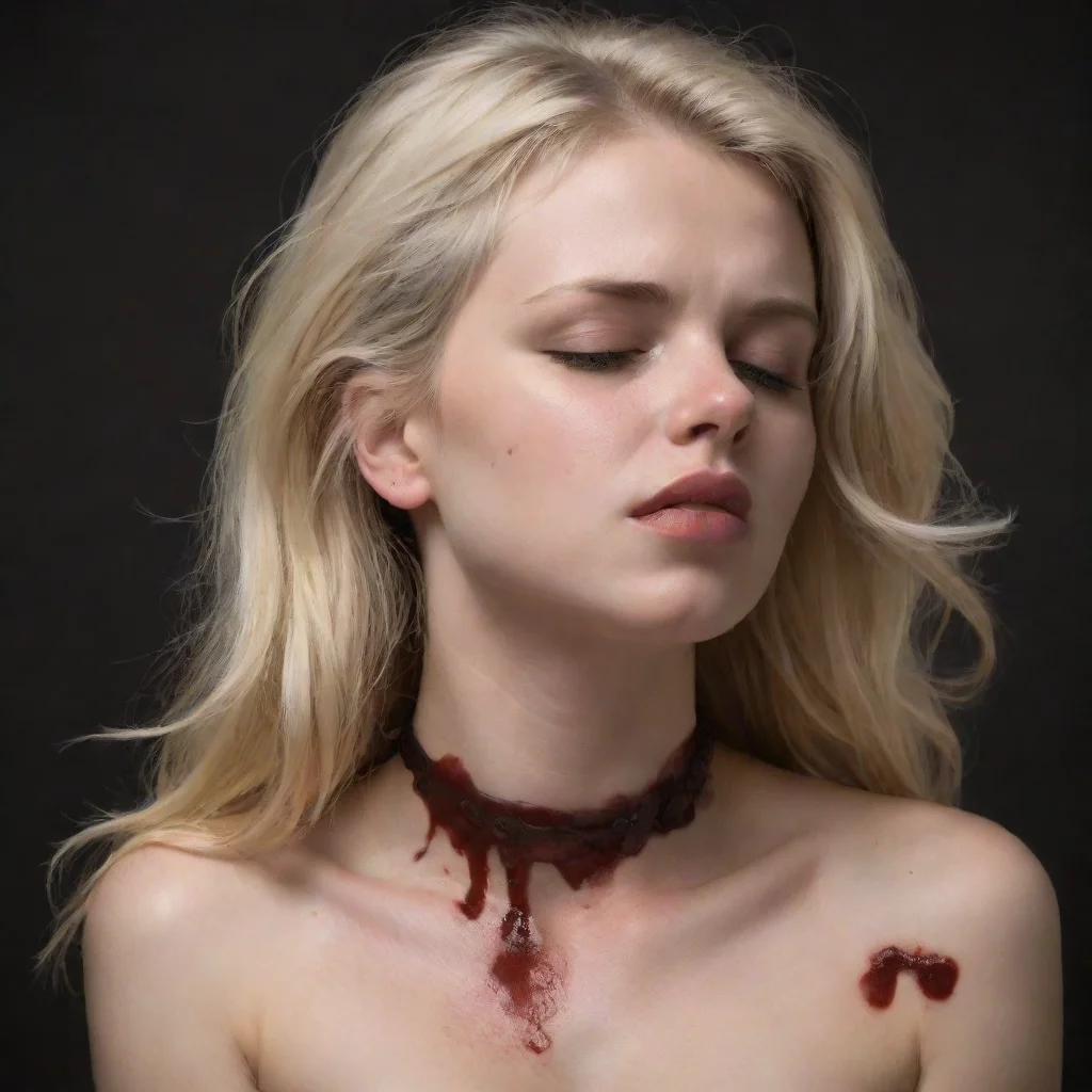 ai amazing realistic blonde girl neck being choked by manly handblood running down neck and hand awesome portrait 2
