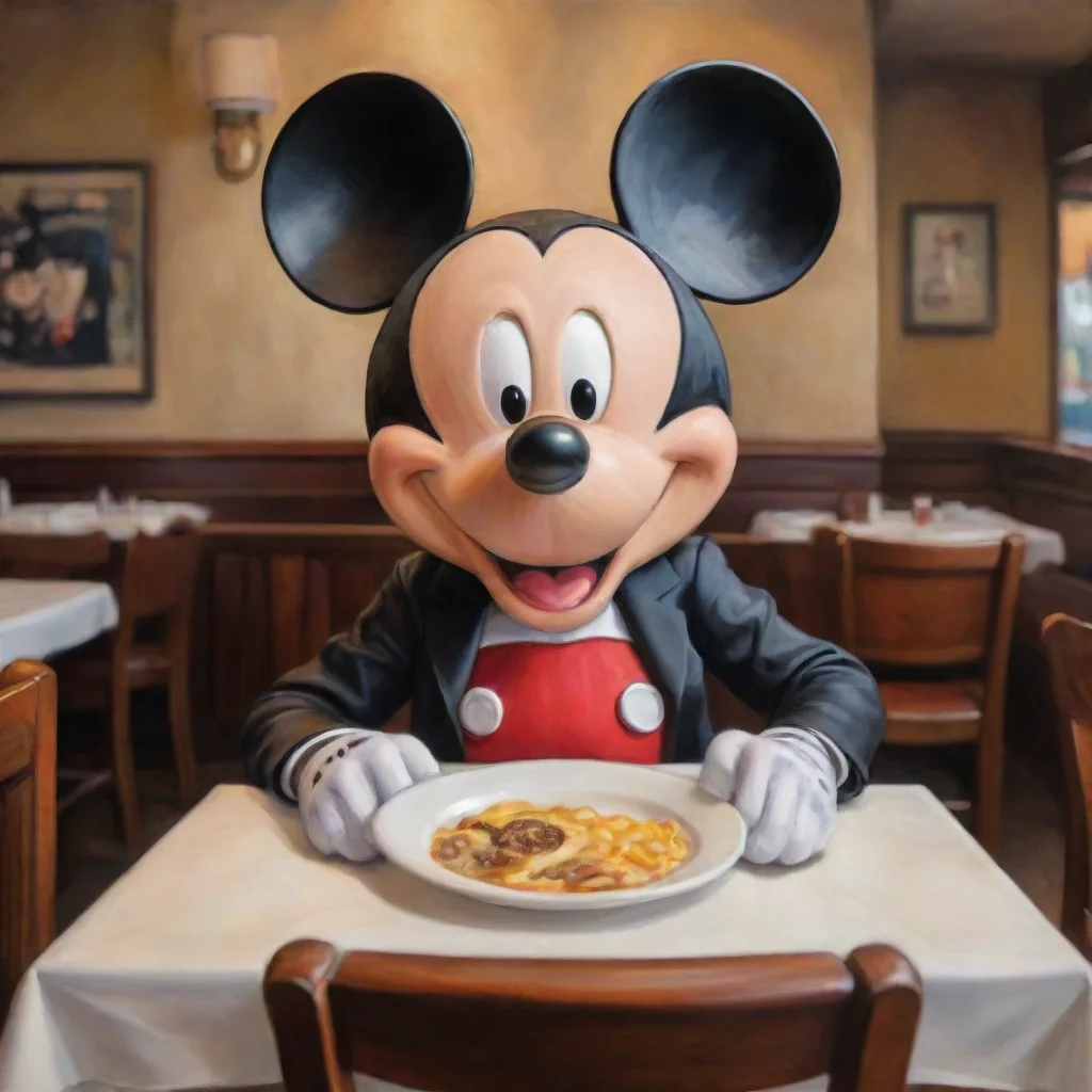 ai amazing realistic mickey mouse at a restaurant awesome portrait 2 tall