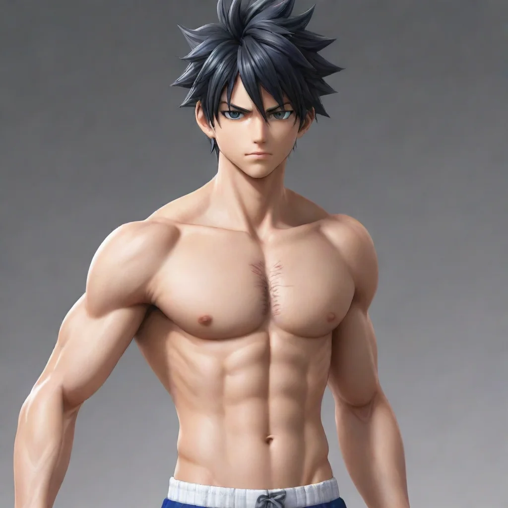 ai amazing realistic render of gray fullbuster with chesthairhe seems to be of italian descenthe is wearing a tight pair of