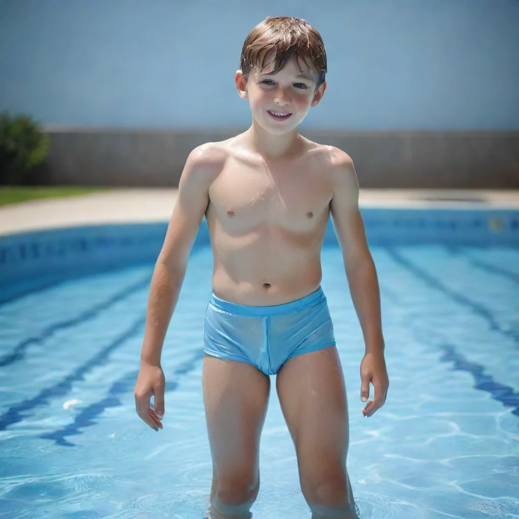 ai amazing realisticschool boywear wet underpantsin swimming pool awesome portrait 2