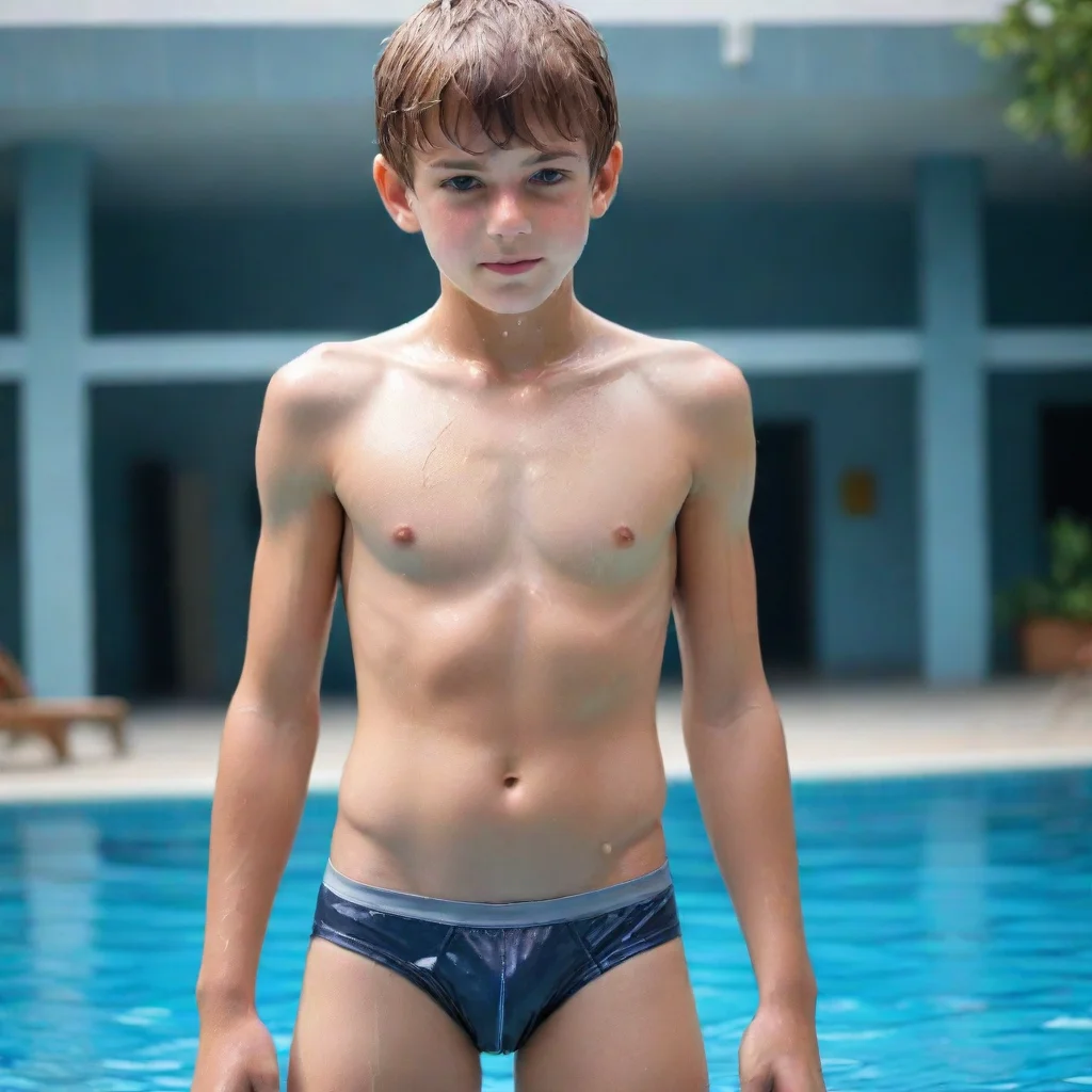 ai amazing realisticschool boywear wet underpantsin swimmung pool awesome portrait 2