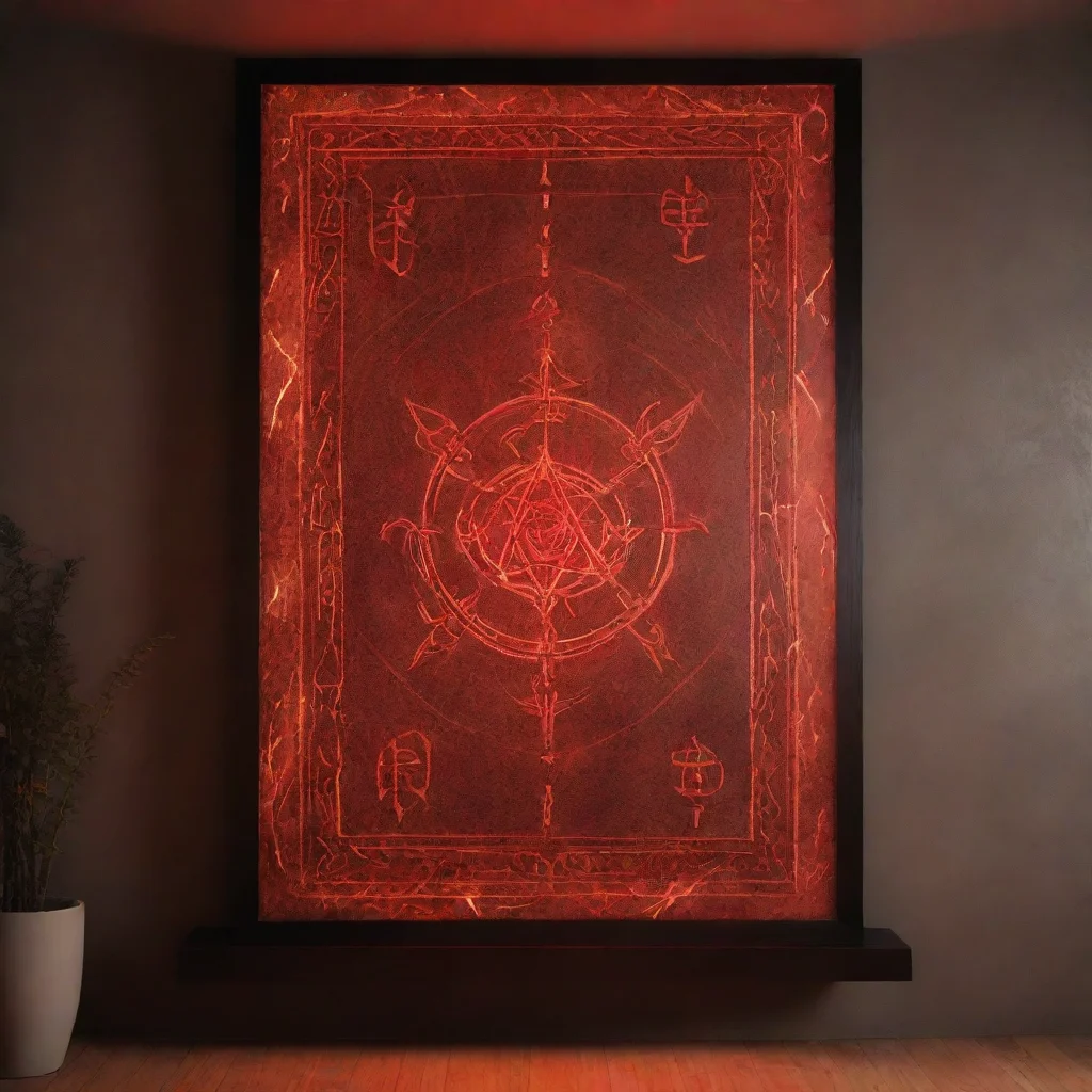 ai amazing rectangular glowing red force field with demonic runes carved in the side awesome portrait 2 wide