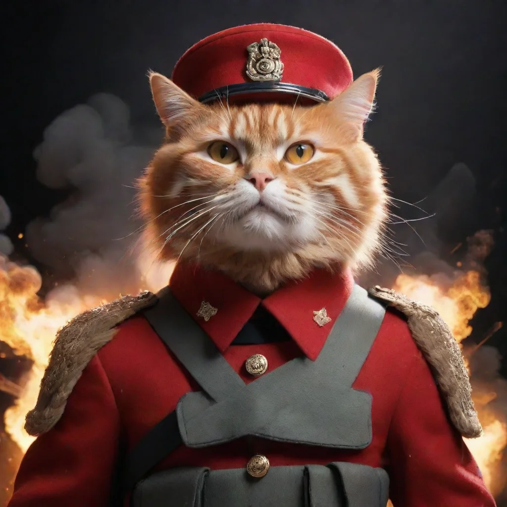 ai amazing red cat soldier explosion awesome portrait 2