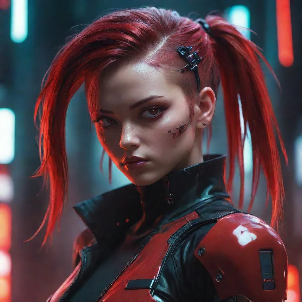  amazing red cyberpunk awesome portrait 2 wide