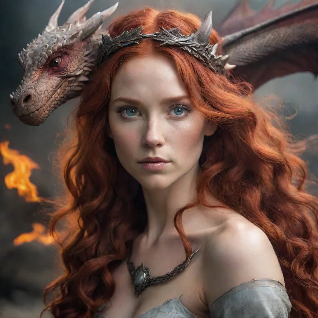 ai amazing red haired goddess called mother of the dragons awesome portrait 2