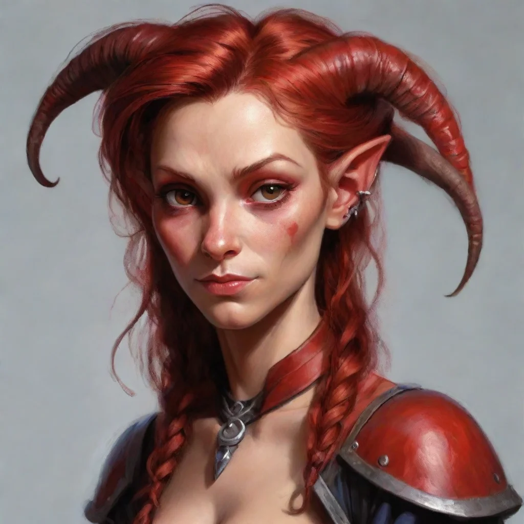 amazing red skined female teifling awesome portrait 2