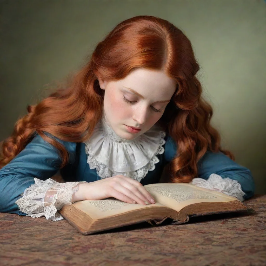 ai amazing redhead victorian woman lying face down reading a book awesome portrait 2