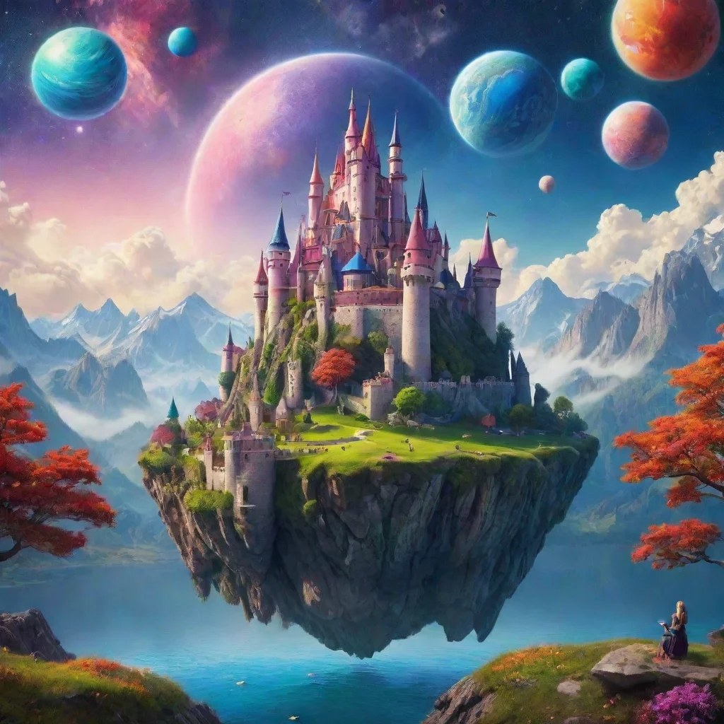 ai amazing relaxing calming colorful world with floating planets and castles awesome portrait 2