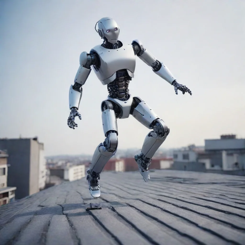 ai amazing robot humanoid jumping of a roof top safely awesome portrait 2