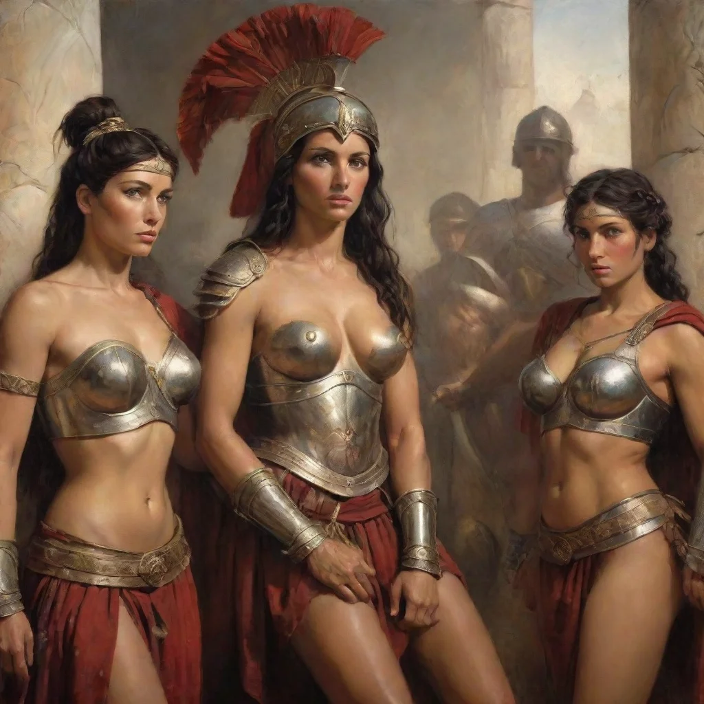 ai amazing roman warrior and his female slaves awesome portrait 2