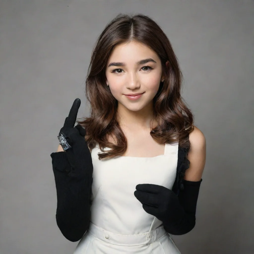 amazing rowan blanchard smiling with black gloves and gun shooting mayonnaise awesome portrait 2