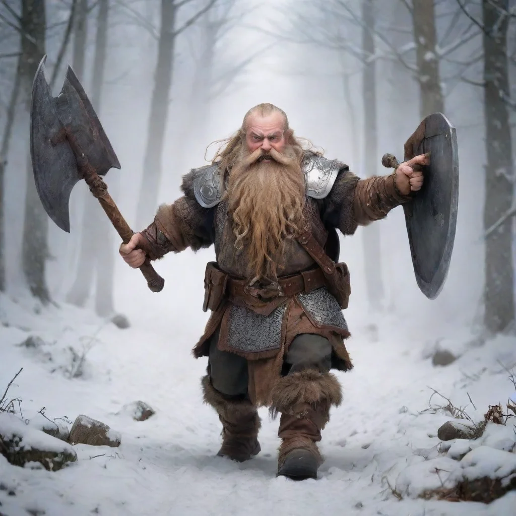  amazing running dwarf with plate mail and long beardwith a big battle axeimage from behind awesome portrait 2