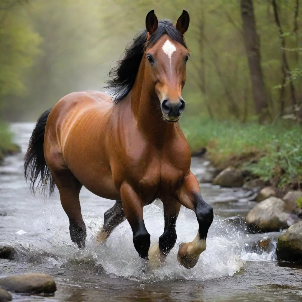 ai amazing running horse in stream awesome portrait 2