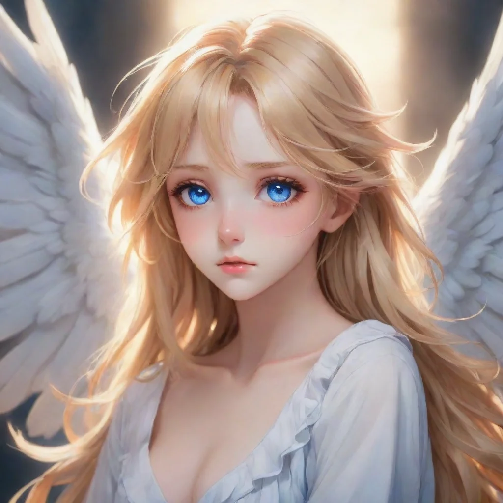  amazing sad anime angel with blonde hair and blue eyes awesome portrait 2