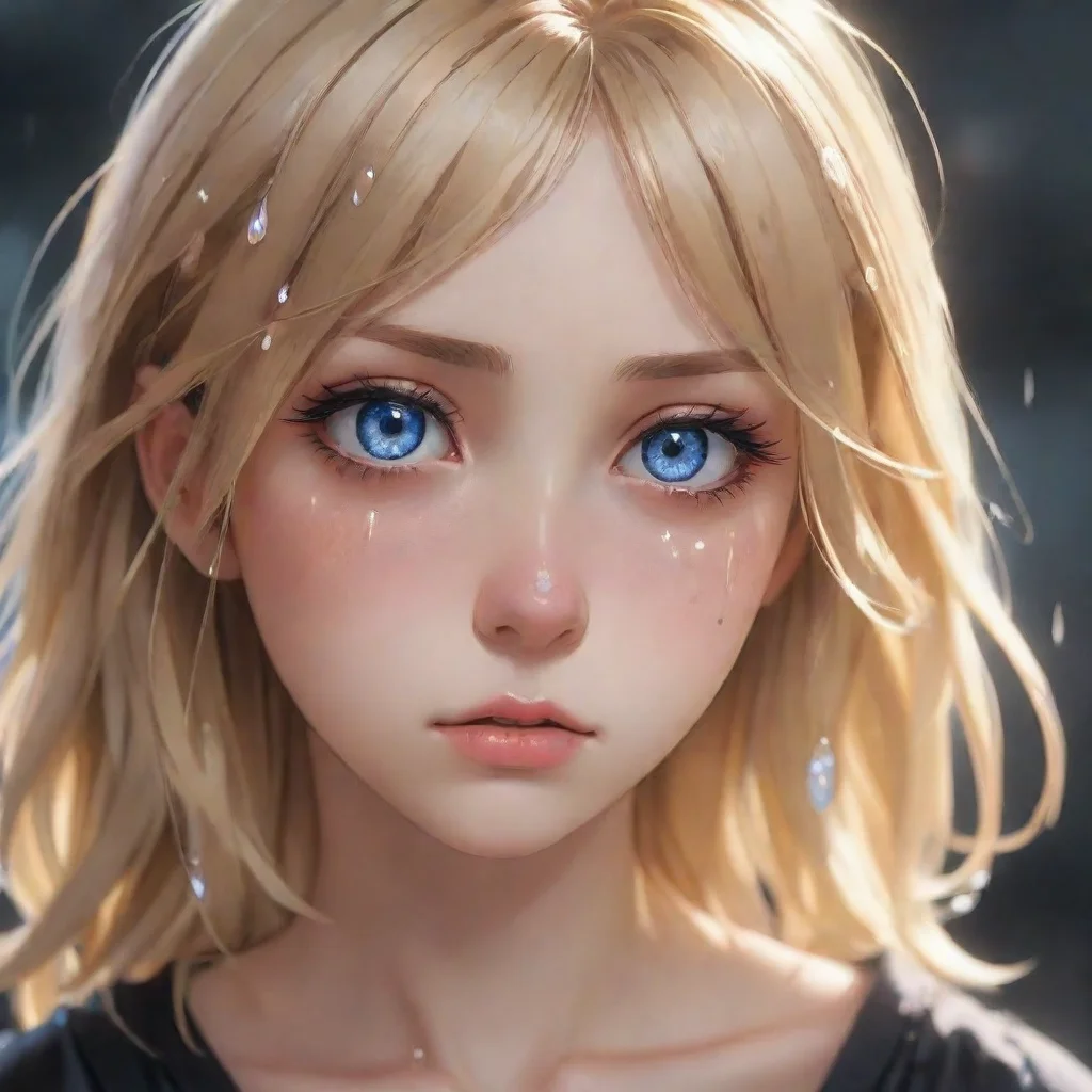 ai amazing sad blonde anime girl with teardrops awesome portrait 2